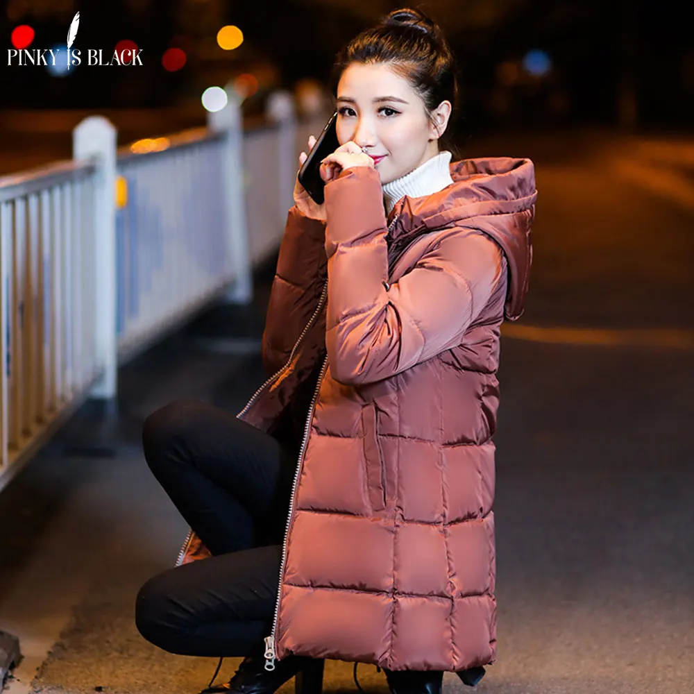PinkyIsBlack Winter Jacket Women Coats Hooded Female Long Parkas Thicken Hooded Down Cotton Padded Lining Winter Coat Women 2018