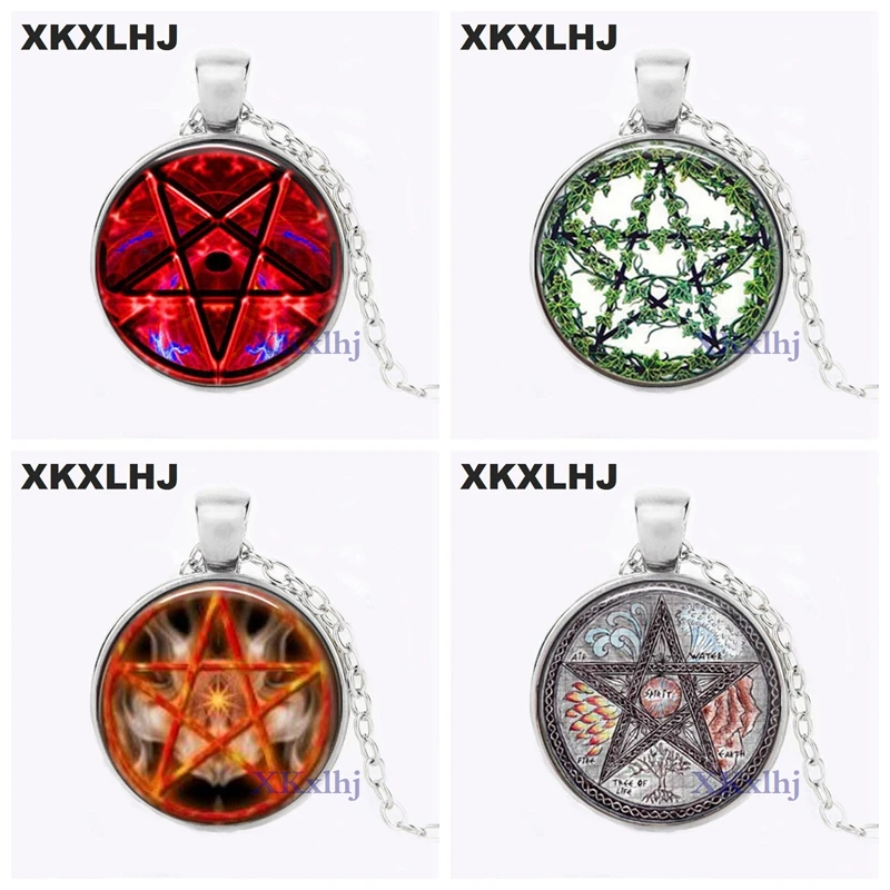 

XKXLHJ Personality Time gem necklace pentagram witchcraft glass pendant necklace charm necklaces hidden charms jewelry pendants