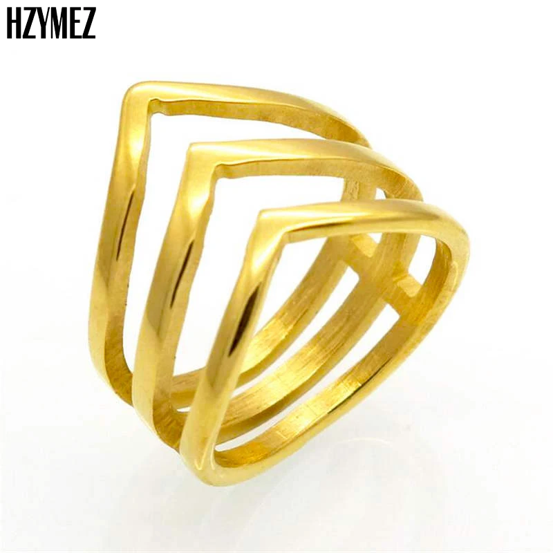 New Hollow Geometry Titanium Steel Ring Vacuum Plating Rings For Women