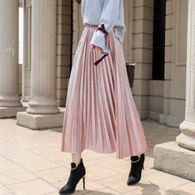Модные бархатные плиссированные юбки для женщин, плюс размер 4XL, макси миди-юбка с высокой талией, уличная одежда, повседневные юбки с эластичным поясом, Roupas Q661