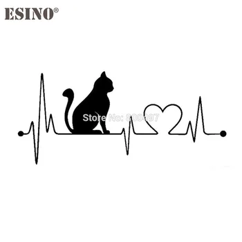 

Car Styling New Fashion Style Decoration Car Accessory Lovely Cat ECG EKG Creative Reflective Stickers Car Whole Body Decal