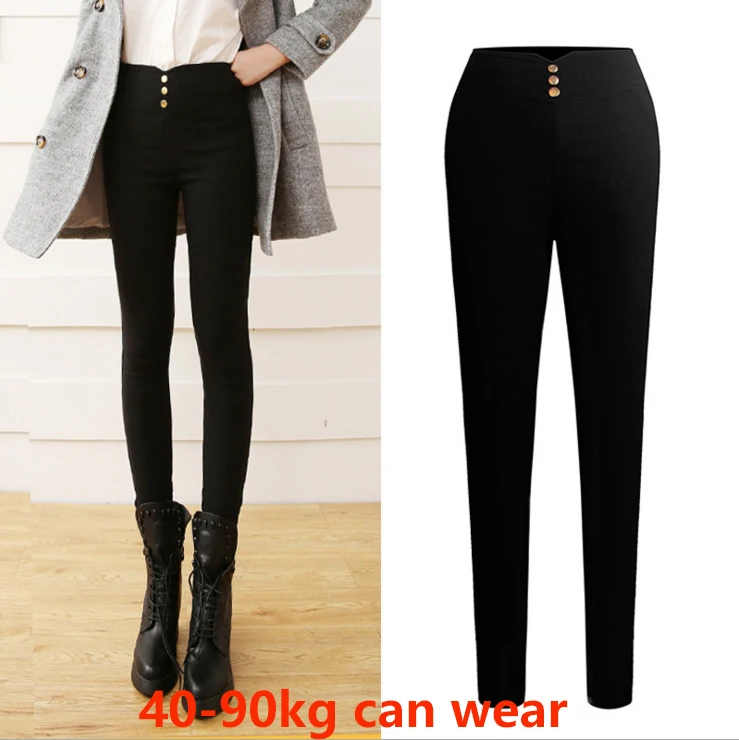 Goedkoop Houden warme winter leggings plus size 40 90 kg broek voor vrouwen broek Potlood broek Hoge taille fashion Elasticiteit vrouw Vrouwelijke broek