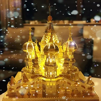 

Notre Dame Night Lights 3D Puzzle Diy Vasily Church Led Lamp Lighted Base Display Novelty Office Gifts Home Wedding Decoration