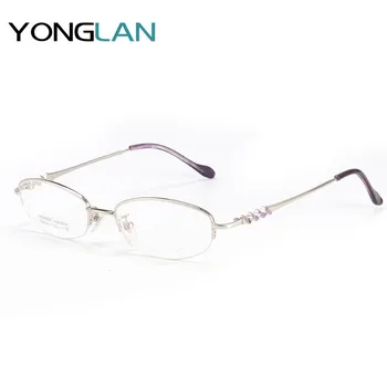 

Yong Lan Women Half Glasses Frame Myopia Alloy Diamond Design Quality Semi-Rimless Eyewear Clear Lens Gafas Optical Glasses