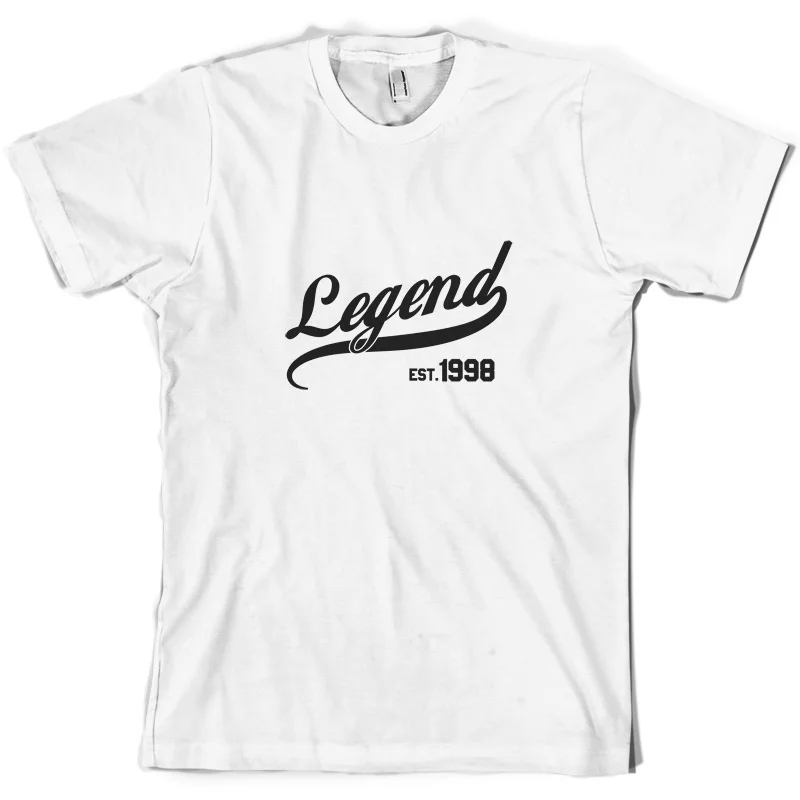 Legend Est 1998 Мужская футболка 10 цветов подарок на 20 й день рождения Подарочная с