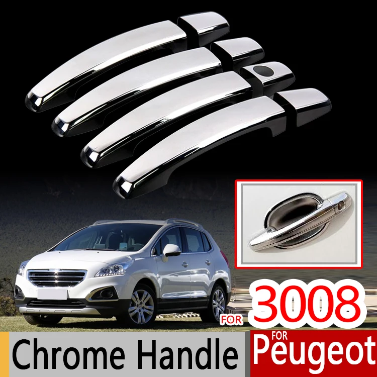Хромированные накладки на ручки для Peugeot 3008 4 шт. 2008-2016 хорошее качество