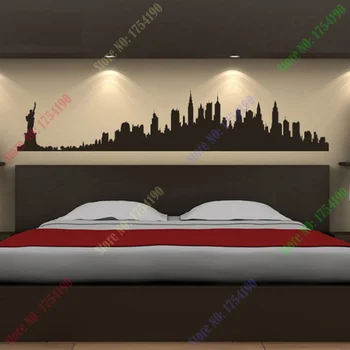 

New York City Skyline Wall Stickers City Silhouette Buildings Art Decals Mural DIY Wallpaper for Room Decal 73 * 14cm