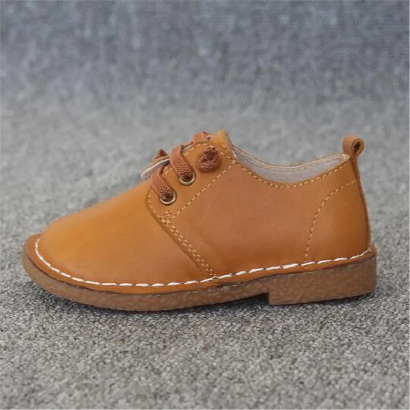 Новинка; детская кожаная обувь в британском стиле; обувь на плоской подошве для маленьких мальчиков и девочек; детские мокасины из натуральной кожи; детская обувь; 041 - Цвет: Коричневый