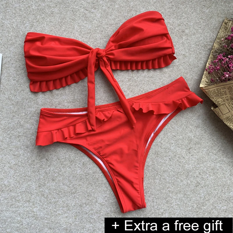 VIAOLI, сексуальный Одноцветный бикини с подкладкой, завязанный бантом, высокая талия, набор бикини, женский купальник, пляжный купальник, купальный костюм, купальник - Цвет: 1 photo