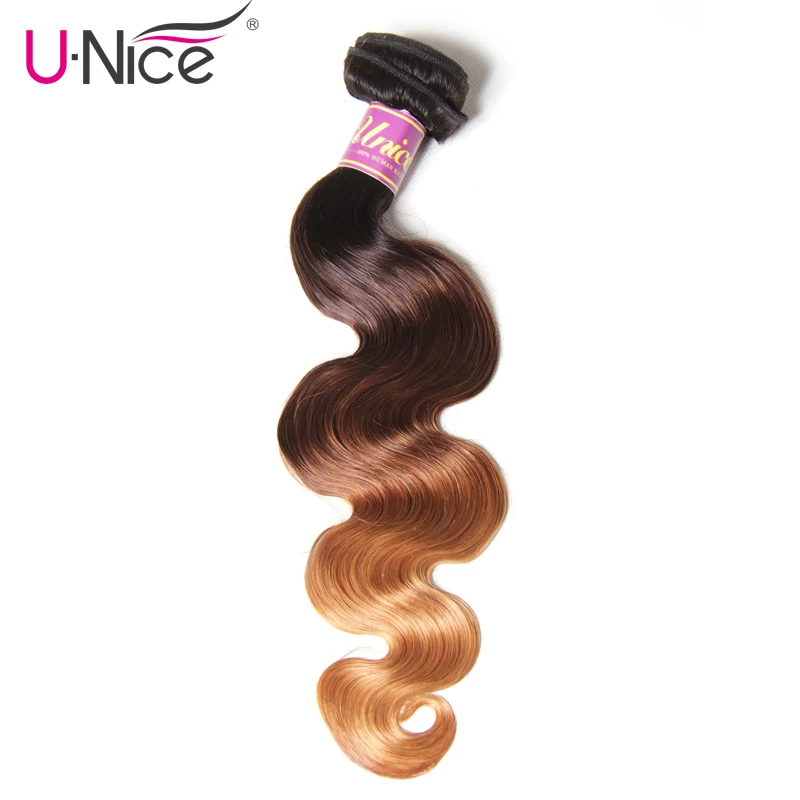 

UNICE Hair Ombre Human Hair Extensions Color 1B/4/27 Peruvian Body Wave Hair Weave Remy Hair Bundles 1 Piece Can Mix Length