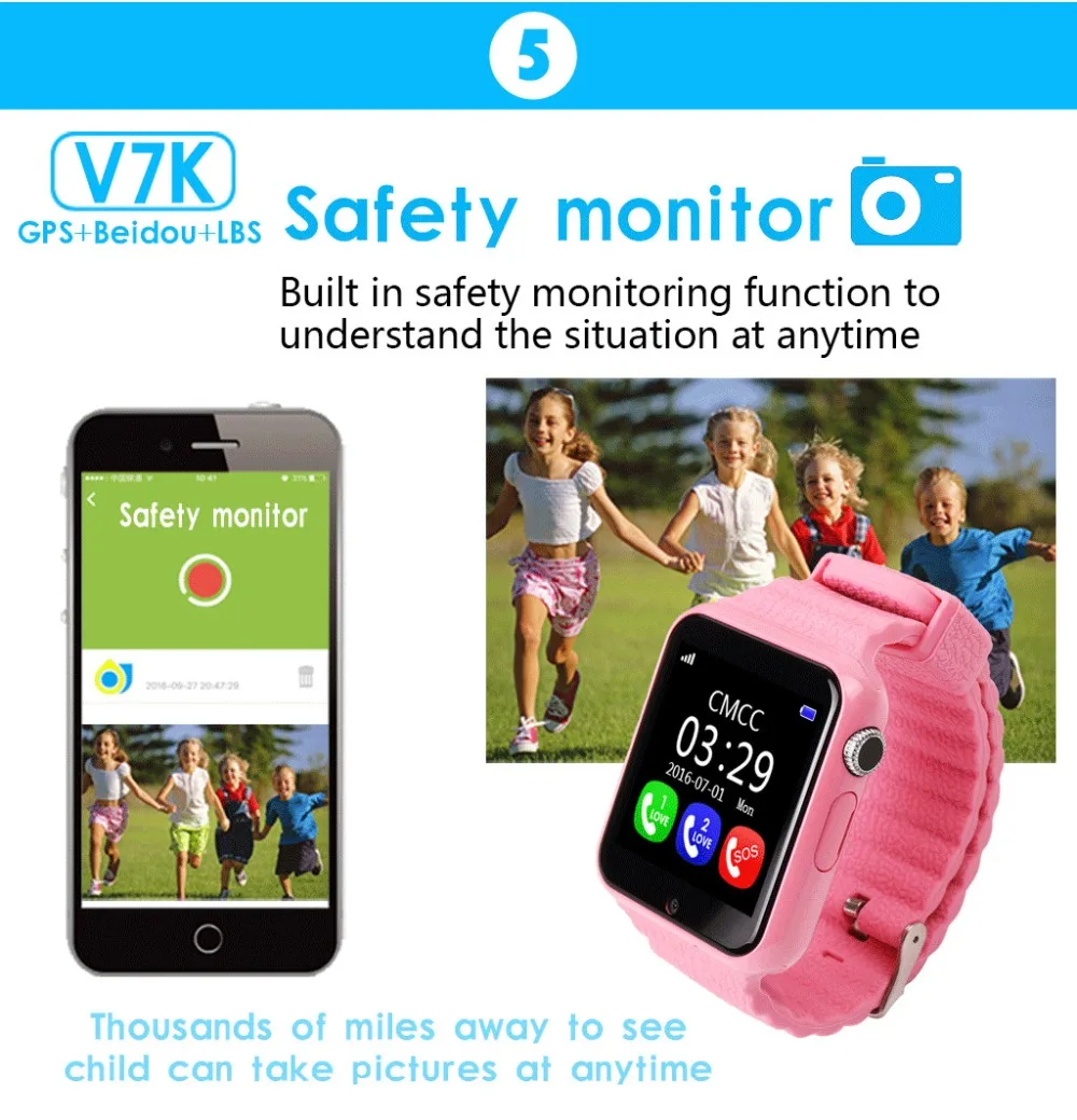 696 детское отслеживающее устройство GPS Смарт часы V7K с камерой Facebook Дети SOS аварийная безопасность анти потеря для Android часы PK Q50