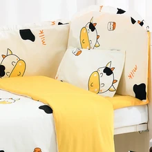 Скидка! 6/9 шт. Корова детские постельное белье, набор постельного белья для детей, хлопчато-бумажные занавески для детской кроватки бампер детская кроватка комплекты весь набор, 120*60/120*70 см