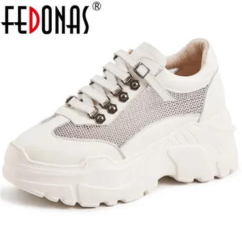 

FEDONAS New Women Genuine Leather Flats Platforms Shoes Woman Lace Up Rivets Casual Shoes Ladies Breathable Spring Sneakers