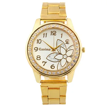 

Relogio Feminino Hot Sale Fashion Flowers Golden Stainless Steel women quartz Watch Kanima Luxury Brand Diamond Watch Wholesale