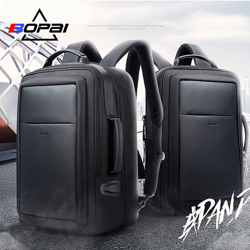 

BOPAI Laptop Backpack Enlarge Anti theft Backpack USB External Charging 15.6 Inch Men Waterproof School Backpack bag Top Quality