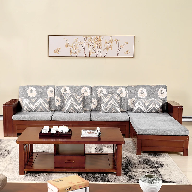 Furniture living room modern Solid wood Simple sofa coffee table combination