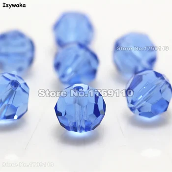 

Isywaka 10mm 70Pcs Light Blue Color Football Faceted Austrian crystal Bead Round Loose beads Bracelet accessories Diy Making