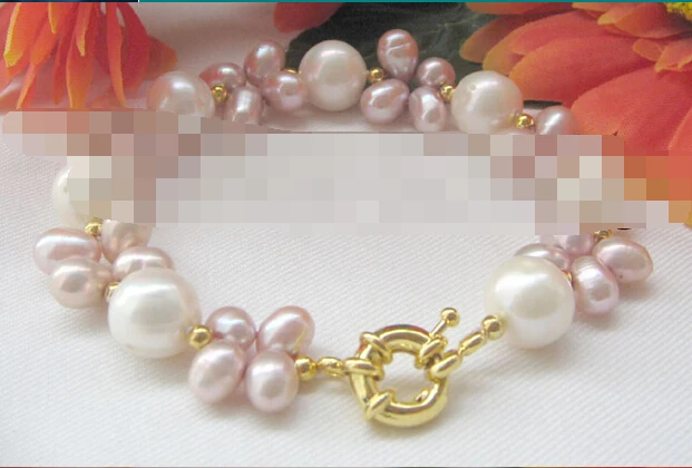 

free shipping 00865 white and purple freshwater pearl bracelet