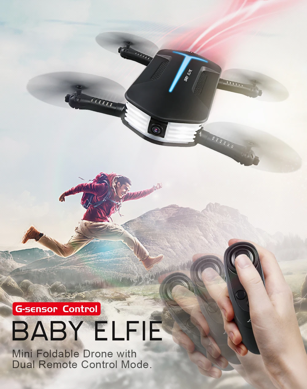 JJRC H37Mini H37 Mini Baby ELFIE Altitude Hold Drone with Wifi FPV HD Camera Foldable G Sensor