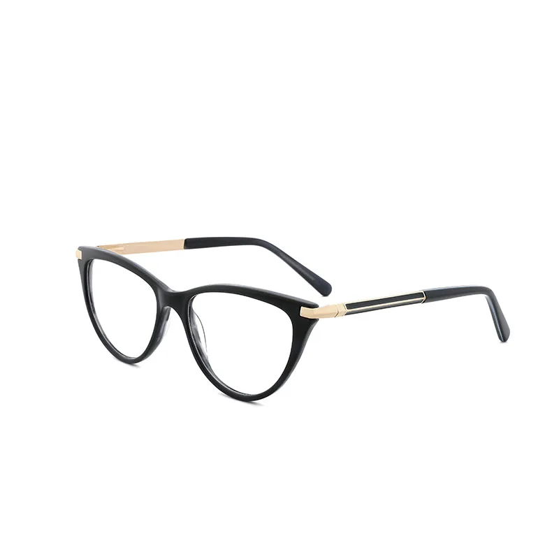 Acetate Glasses Frames Retro Optical Frame Women Cat Eye Prescription Eyeglasses Sexy Myopia Glasses Small Face Suitable Frame - Frame Color: C6 BLACK BLUE