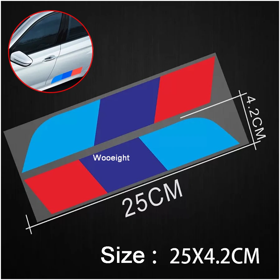 New M Car Styling Sports 3 Color Decal Reflective Rear Trunk Side Skirt Stripe Sticker Fit for BMW E90 E46 X3 X4 X5 3 4 5 7 All Series (1)