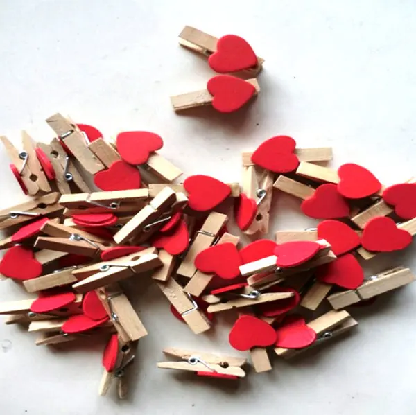 50 шт деревянная мини красная сердечная Форма деревянные зажимы для колышек ремесленные зажимы «сделай сам»