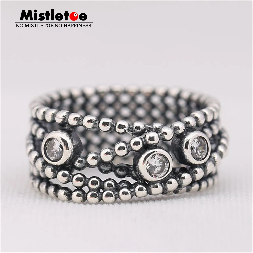 

Mistletoe 100% 925 Sterling Silver Ring with Clear cubic zirconia Compatible with European Jewelry