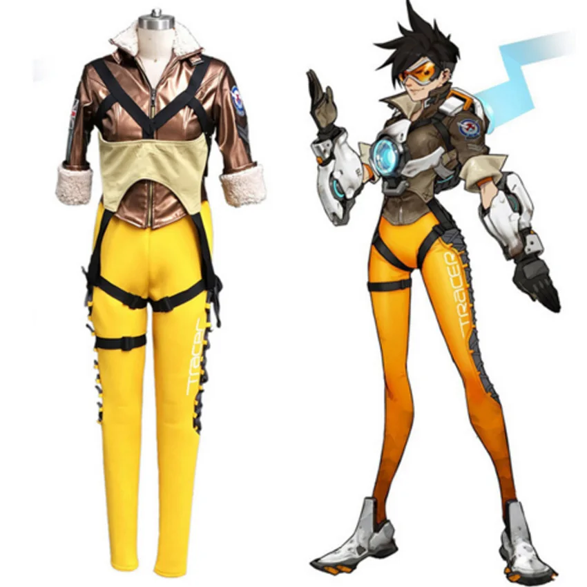 Популярные игры OW Косплей Лена Oxton Tracer костюм Солдат 76 Трейсера | Тематическая