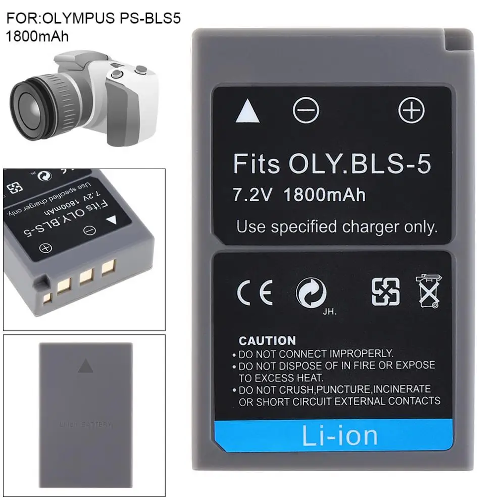 Batterie 1600mAh type BLS-5 BLS-50 PS-BLS5 Pour Olympus E-PL5