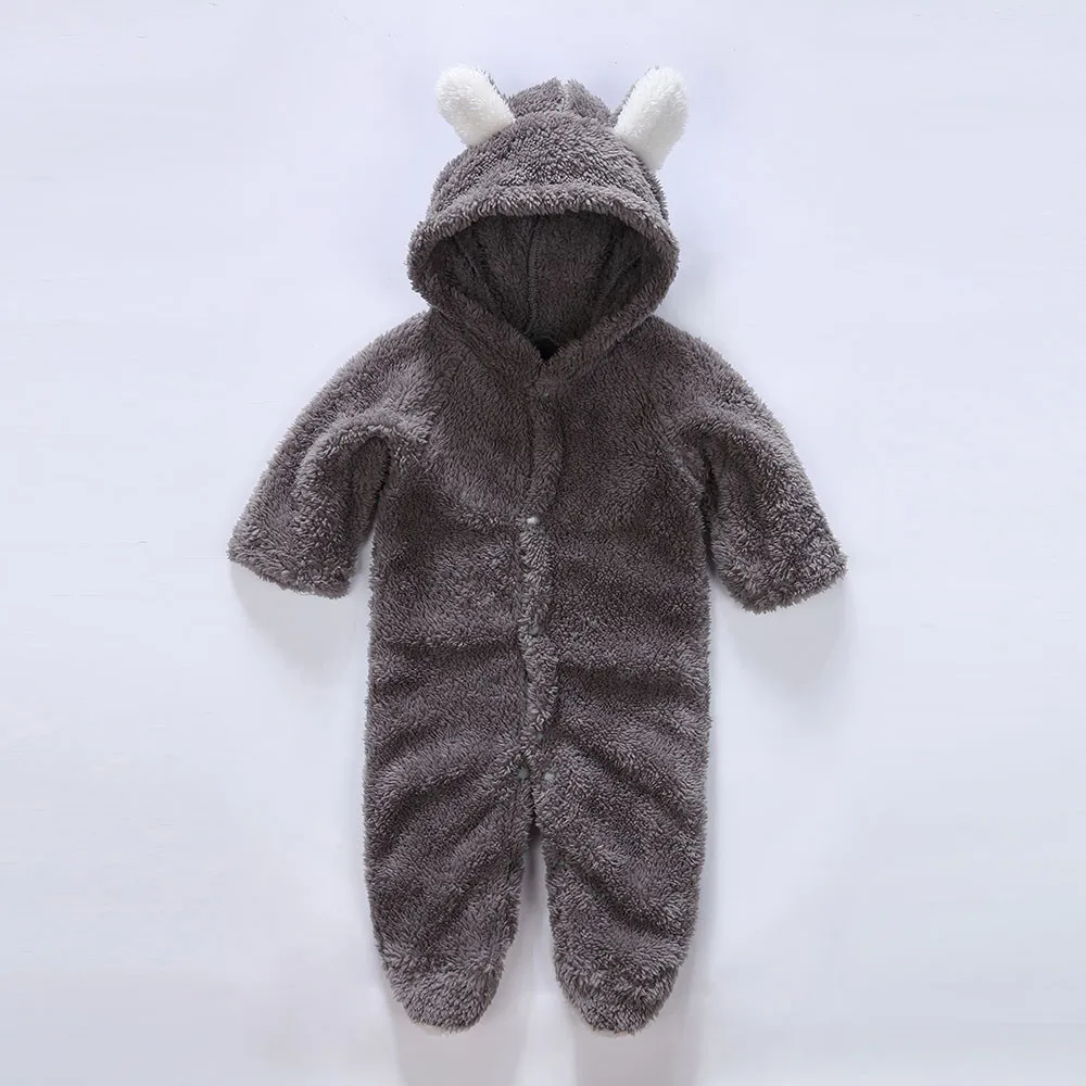 Теплый комбинезон с капюшоном и длинными рукавами для новорожденных мальчиков и девочек; зимний комбинезон; теплая одежда; костюмы для малышей