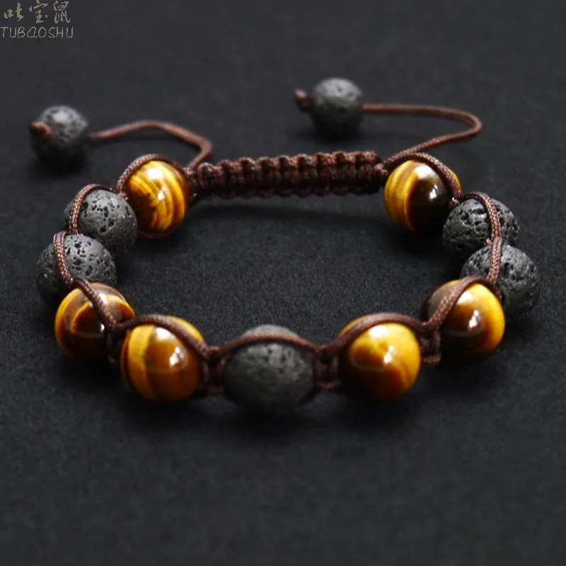 Браслет &quotтигровый глаз&quot Энергетическая Йога Bead12MM вулканический камень
