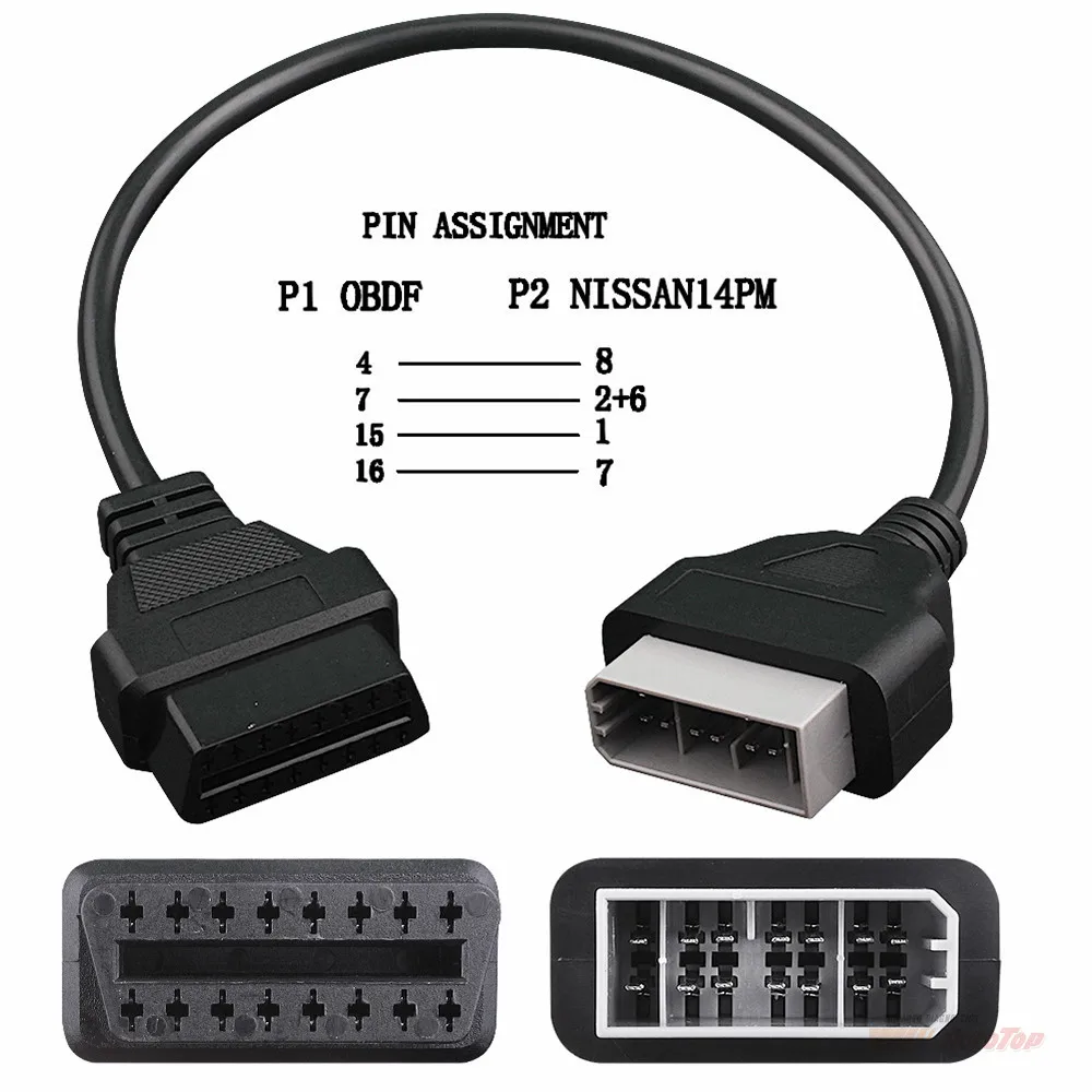 Obd1 14 Pin A 16 Pin Conector Obd2 Cable Adaptador Para Nissan Infiniti 1pcs Ebay