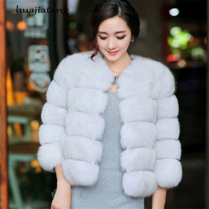 

New Fashion Pink FAUX Fur Coat Elegant Thick Warm Outerwear Fake Fur Jacket Chaquetas Mujer