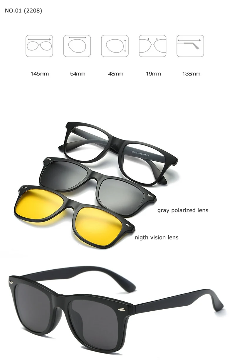 Оправа для оптических очков для мужчин и женщин с 2 зажимами на магнитах, поляризованные солнцезащитные очки, прозрачные очки, оправа для мужских очков YQ335