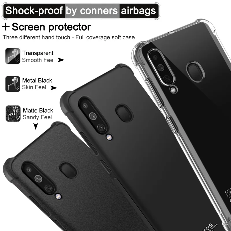 Imak Case Airbag Cover Shockproof Back Cover for Samsung Galaxy A60 Soft Silicone Cover for Samsung A60 TPU Matte Black