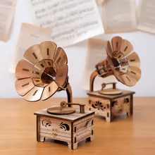 Музыка случайный фонограф в форме деревянного DIY ручной коленчатый Механическая Музыкальная Коробка орнамент для домашнего офиса Декор ремесла