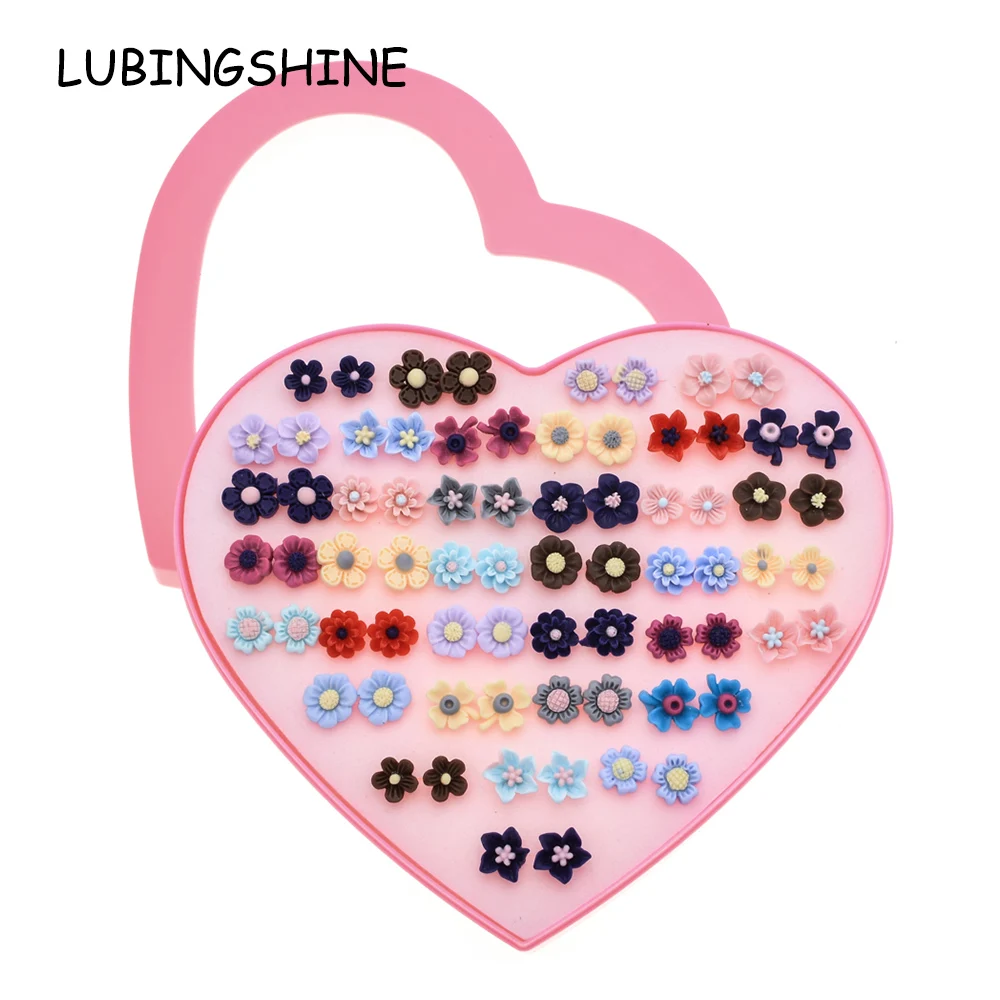 LUBINGSHINE 36 пар/компл. набор сережек гвоздиков с цветком из смолы ручной работы