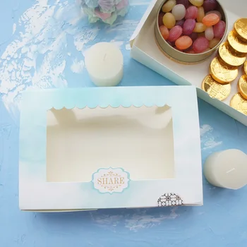 

21.6*14.5*5cm share blue cloud with you design Paper Box cookie Macaron Chocolate wedding Birthday Party Gifts Packaging