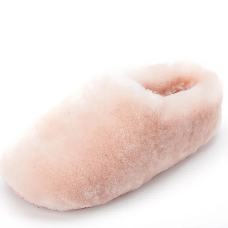 Pink Женские тапочки; теплые домашние тапочки; удобная домашняя обувь с натуральным мехом; шерстяные тапочки; домашняя обувь на плоской подошве; модные домашние тапочки - Цвет: Pink
