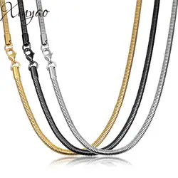 XINYAO нержавеющая сталь змея цепи для Diy ювелирных изделий золотистый и черный цвет металлическое ожерелье цепь с омаром застежками 60 см
