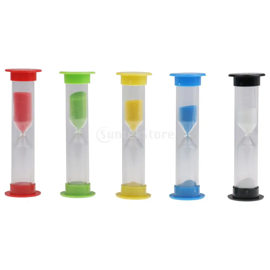 5Pcs 30 Seconds 1min 3min 5min 10min Plastic Sandglass Hourglass Timer Clock for Kichen Cooking or Kids Brush Teath 