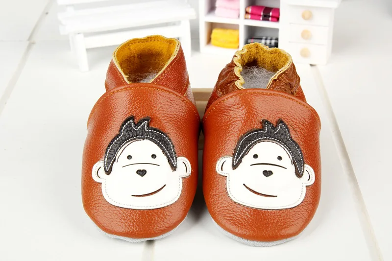 NEW Baby Boy Girl Monkey Brown First Walker Soft Sole Crib Shoes Slippers