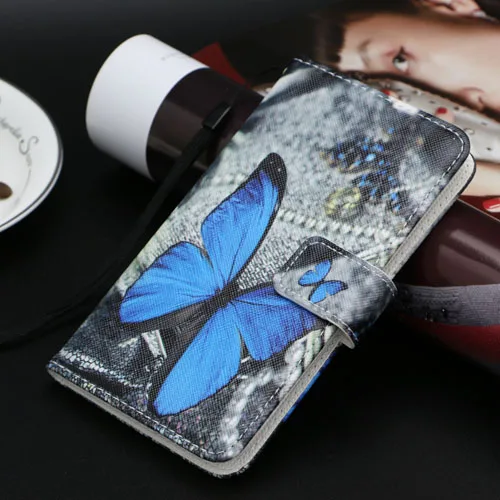 Чехол-бумажник с мультипликационным принтом для Alcatel U3 3g 4049D из искусственной кожи, Модный милый чехол для телефона с изображением единорога, кошки, бабочки, совы - Цвет: Butterfly