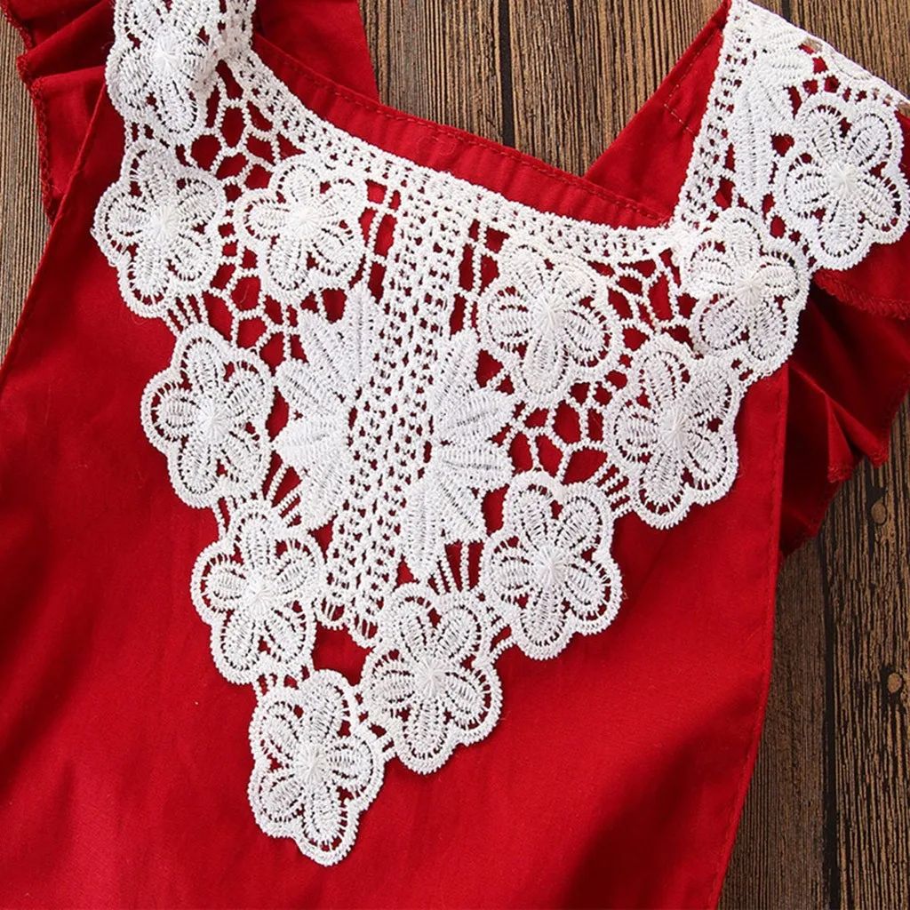Toddler Newborn Baby Sleeveless Lace Romper Jumpsuit+Headbands Set Outfit