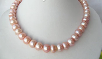 

FREE shipping> >>>Genuine luster HUGE 13mm pink natural cultured pearls necklace n637