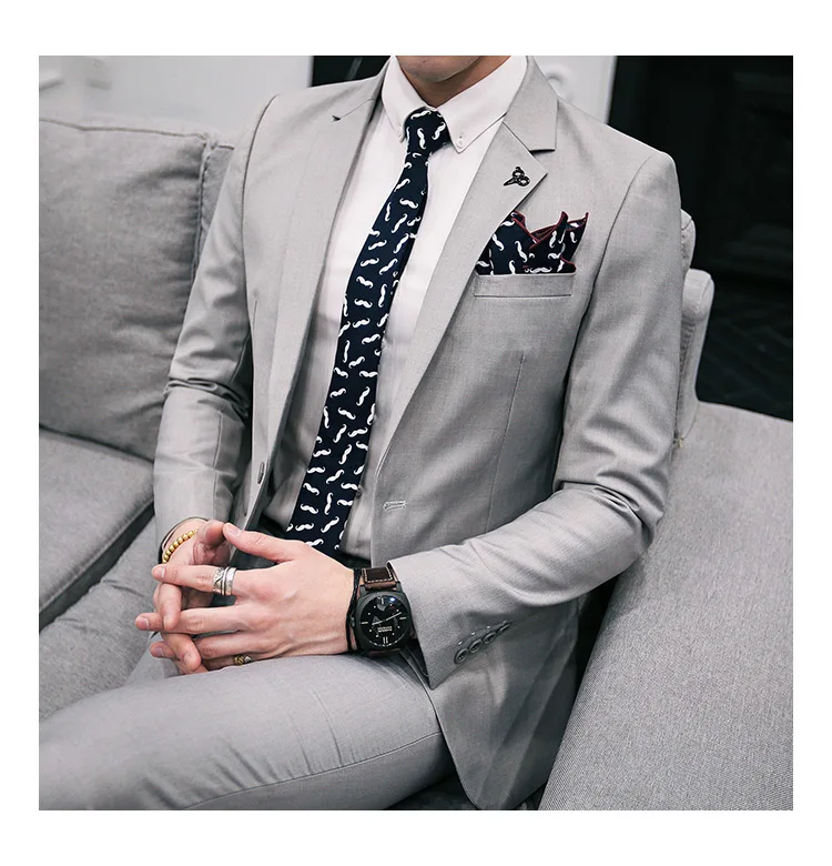 Пиджак+ брюки) мужской модный бутик сплошной цвет формальный костюм жениха свадебное платье костюм/мужской повседневный деловой костюм
