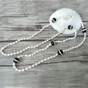 

3pcs Strands Natural Pearl Pave Crystal Rhinestone Necklace, with Natural Beaded Druzy Jewelry Charm Necklace ,NK138