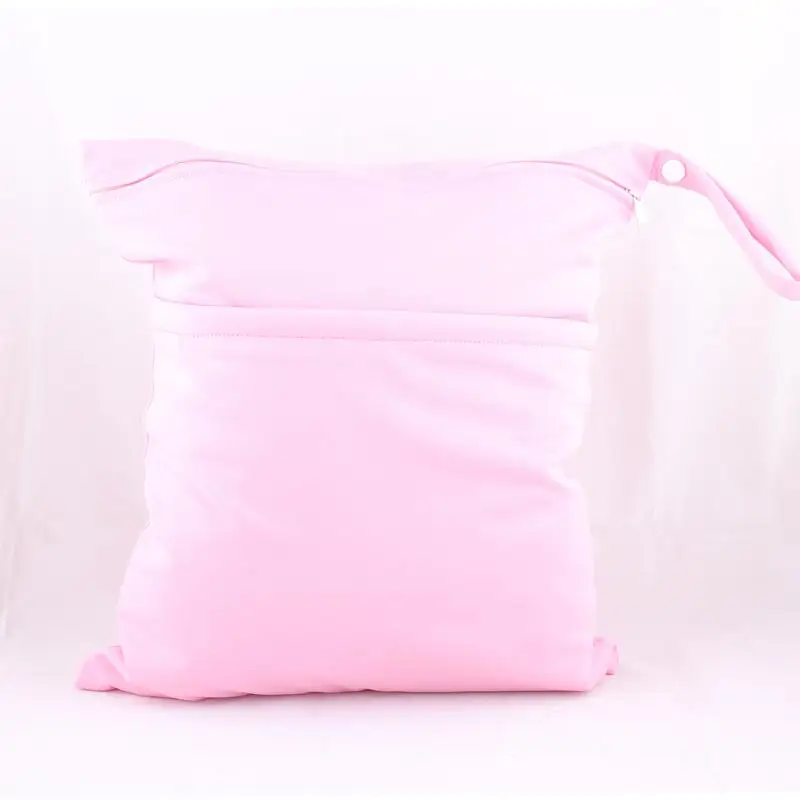 [Sigzagor] мешок для влажных и сухих подгузников многоразовые две молнии однотонные 9 цветов - Цвет: Pink