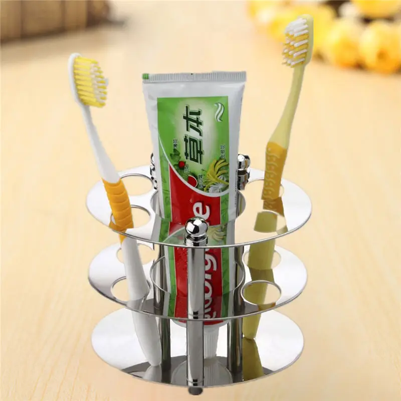 Round Bathroom Toothbrush Toothpaste Holder Razor Organizer Stainless