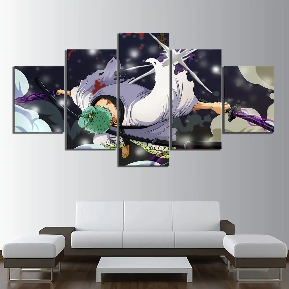 Size B WSQQT Prints on Canvas 5 Pieces Straw Hat Pirates One Piece Anime Game Poster Decorative Paintings Modern Wall Art Modular Picture No Frame